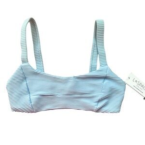 NWT L*SPACE Jess Ribbed Pullover Bikini Top in Sky Blue